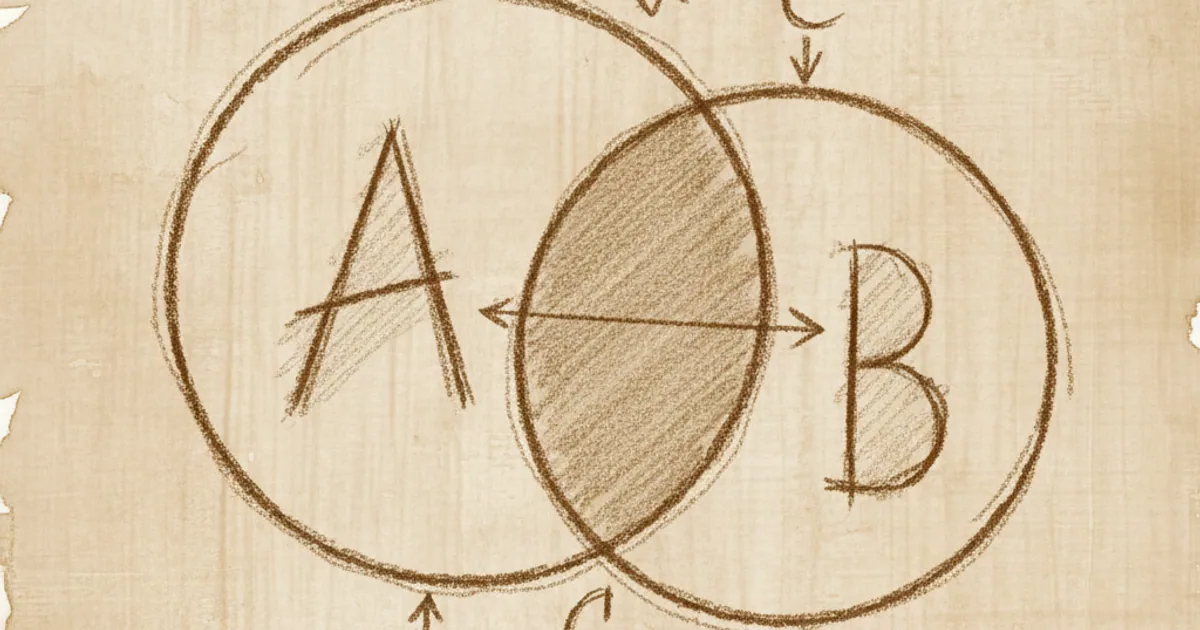 Chalk sketch of overlapping probability circles representing Bayes theorem