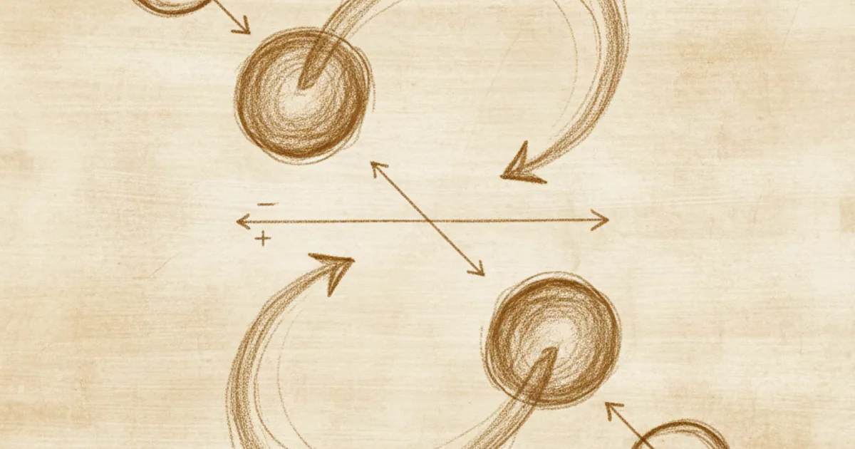 Chalk sketch of entangled particles measured at two distant detectors