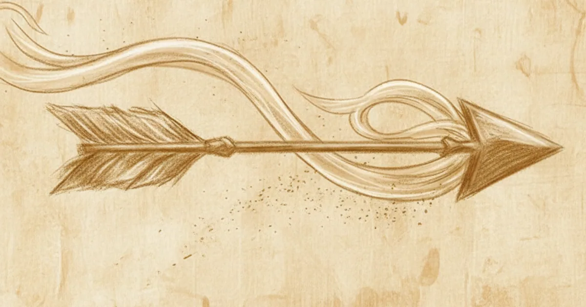 Chalk sketch of an arrow chasing a hovering reward, illustrating dopamine and anticipation
