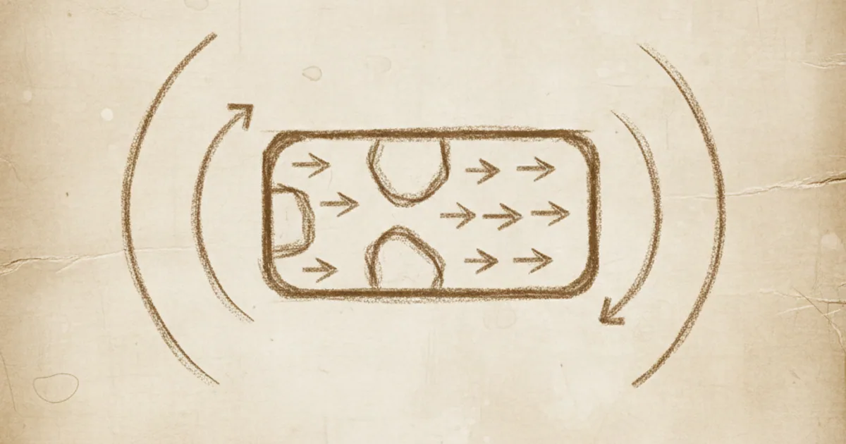 Chalk sketch of bar magnet with aligned internal domains and external field lines