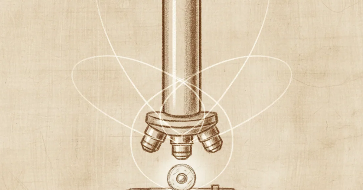 Chalk sketch of a compound microscope's optical path