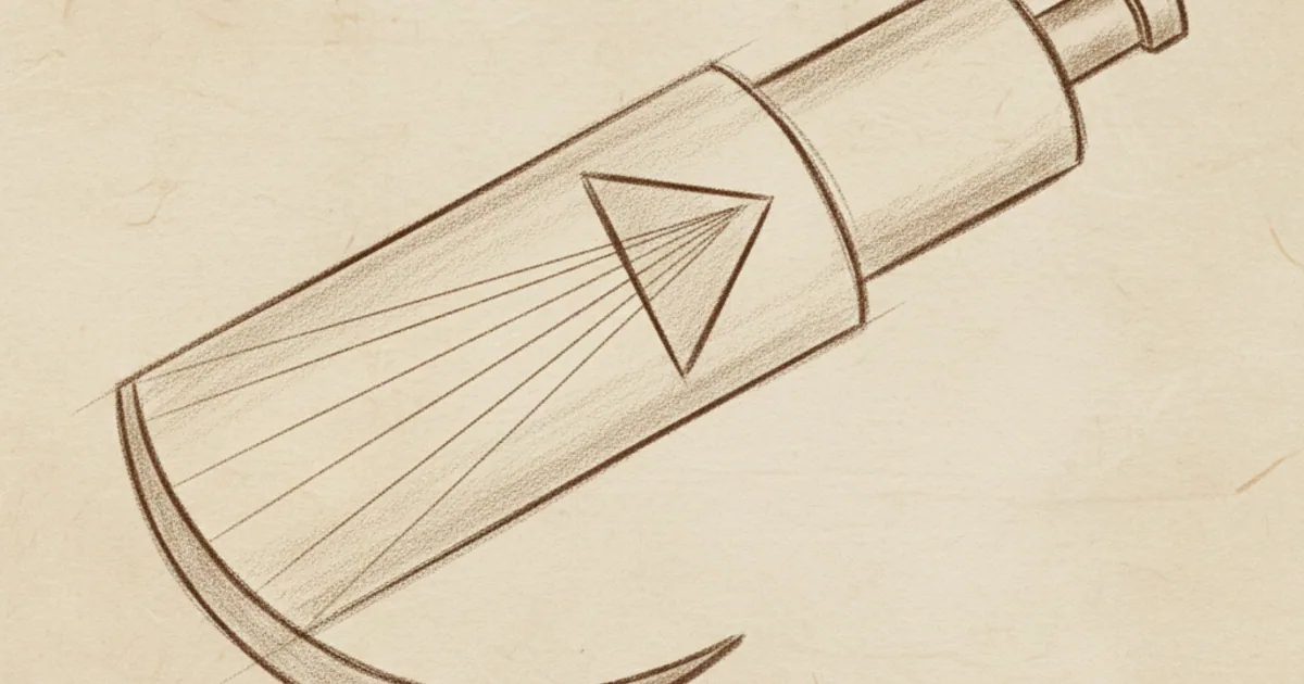Chalk sketch of a reflecting telescope's optical path