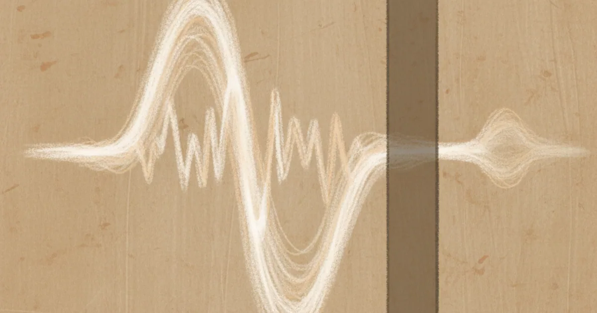 Chalk sketch of a wavefunction tunneling through an energy barrier