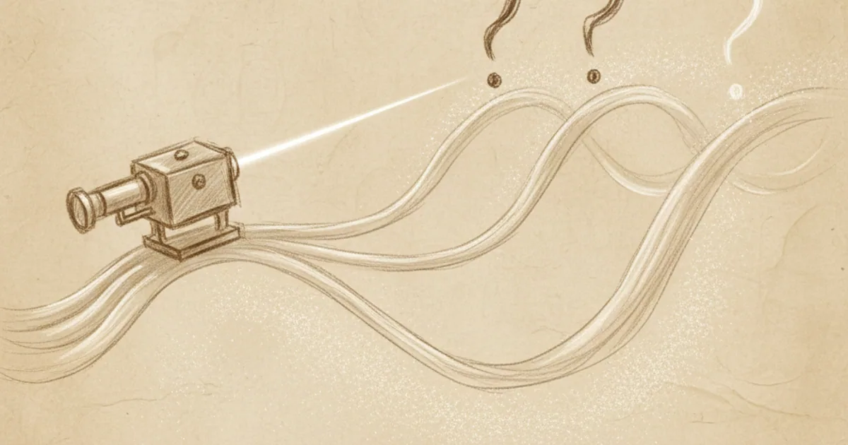 Chalk sketch of a quantum wavefunction branching into multiple possible outcomes with one observed