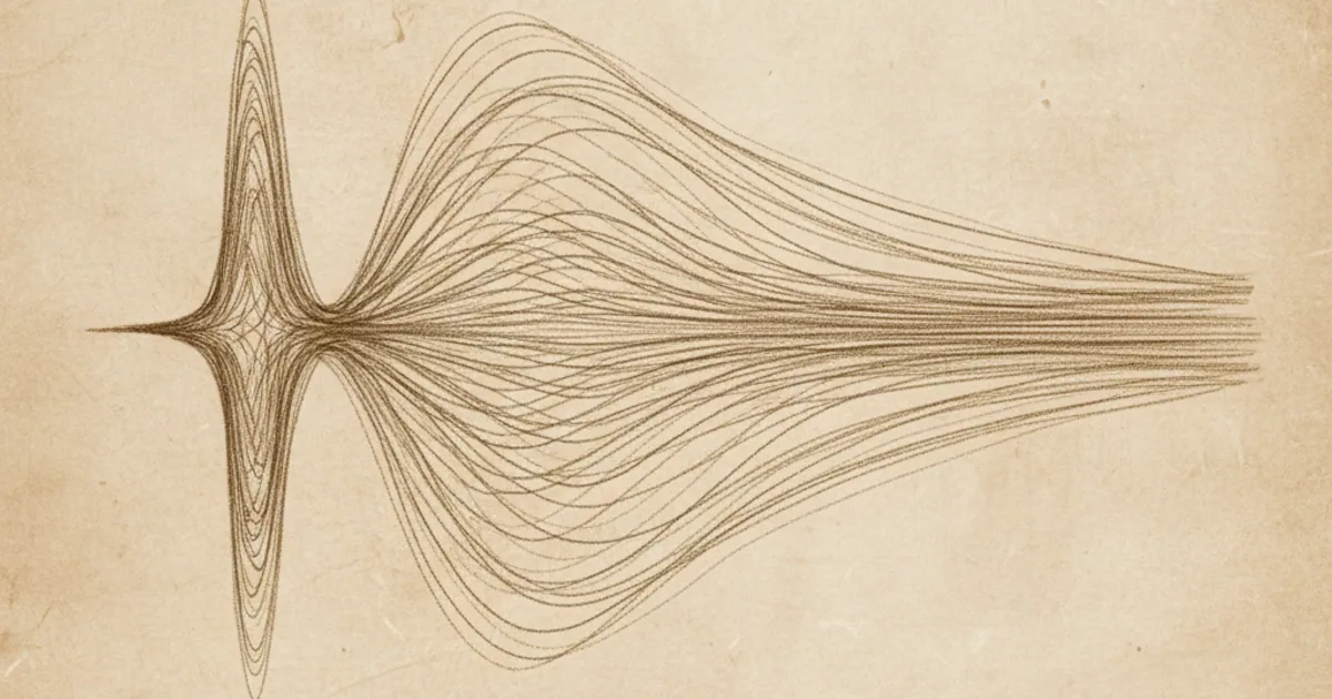 Chalk sketch of a localized wave packet and its momentum spread
