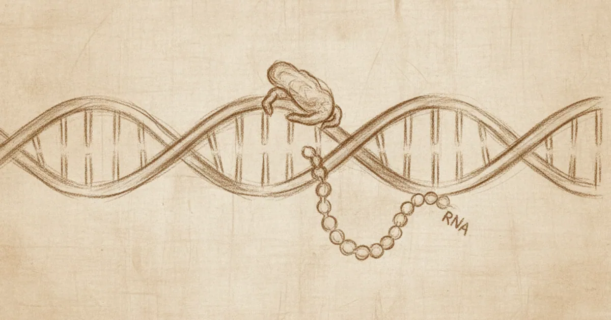 Chalk sketch of CRISPR-Cas9 cutting DNA at a guided location