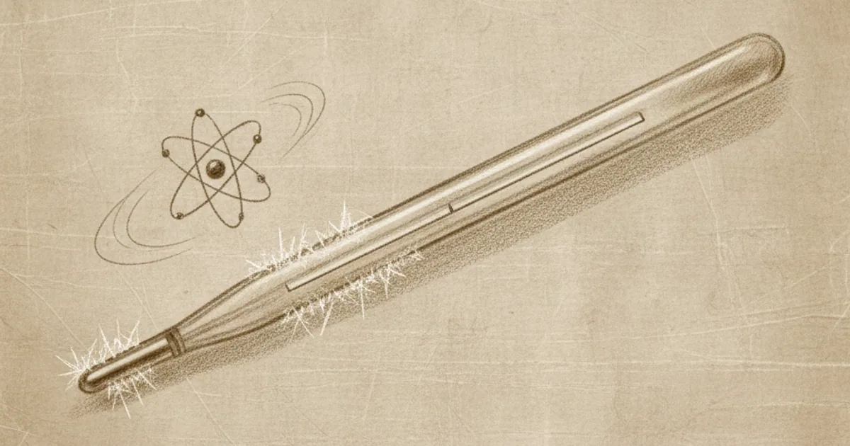 Chalk sketch of a thermometer reading near absolute zero, frost crystals around it