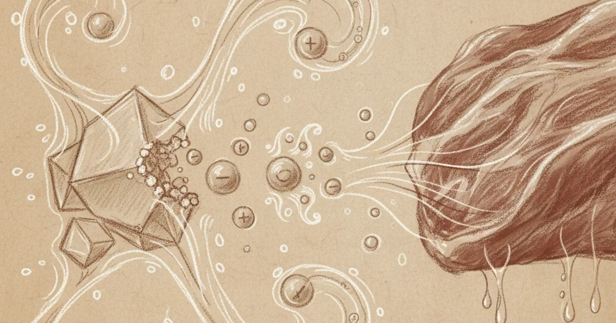 Chalk sketch of salt drawing water from meat with sodium and chloride ions