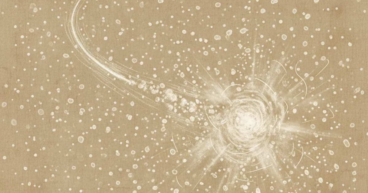 Chalk sketch of particles interacting with the Higgs field and a Higgs boson excitation