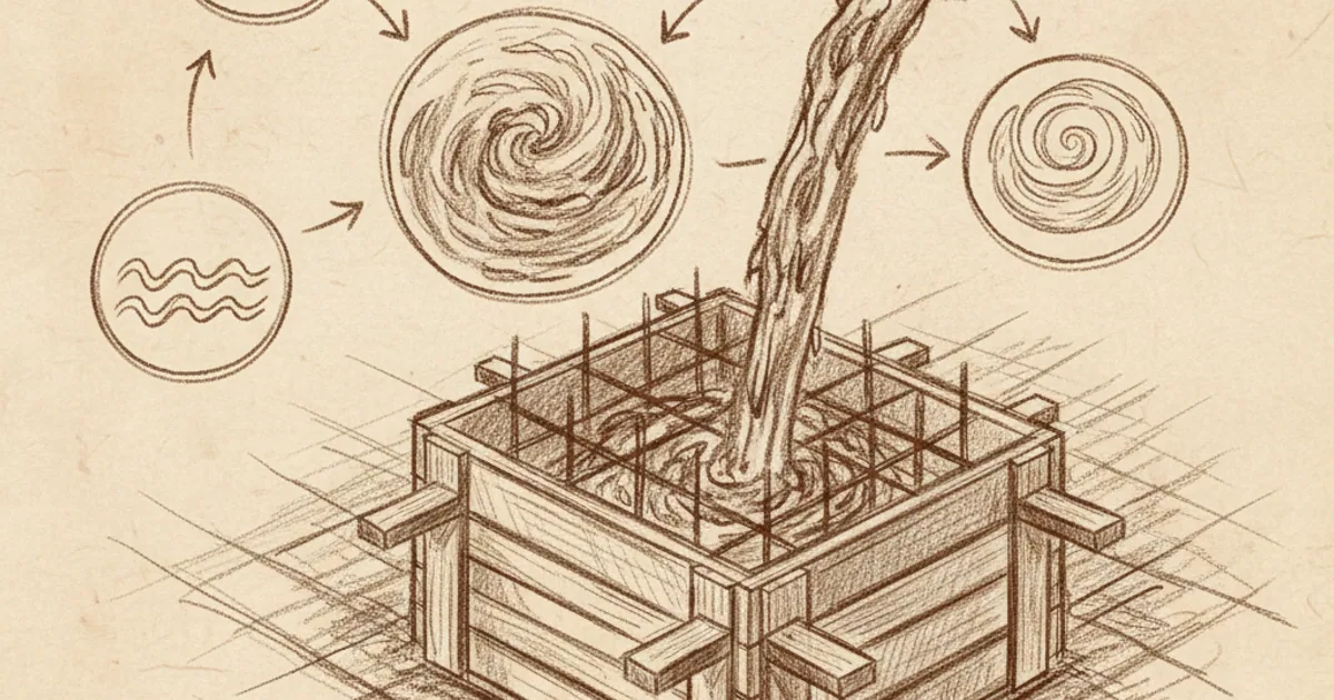 Chalk sketch of concrete pour with rebar and ingredient diagrams