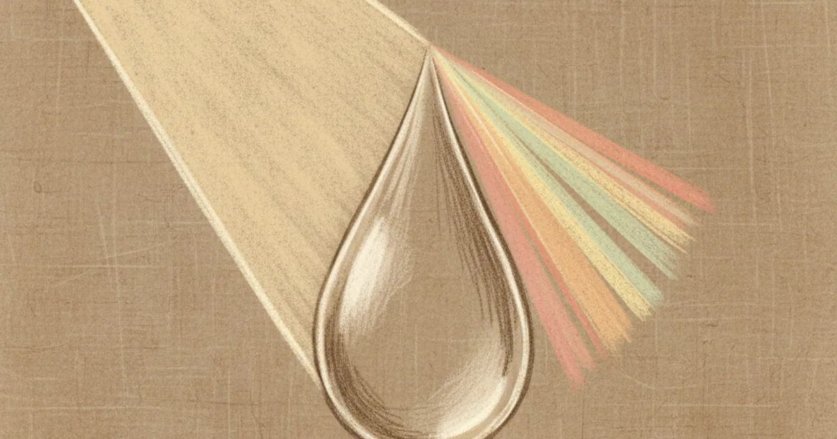 Chalk sketch of dispersion inside a single water droplet creating a rainbow