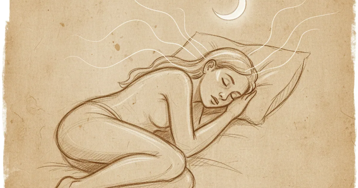 Chalk sketch of a sleeping figure with brain activity waves
